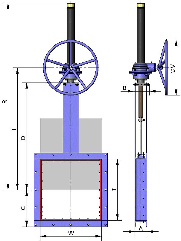 GEAR BOX Options: Chainwheel. Locking devices. Extensions: stand, pipe, plates... Non rising stem. Actuator including: Stem. Yoke. Cone shaped gear box. Handwheel. Standard ratio = 4 to 1.