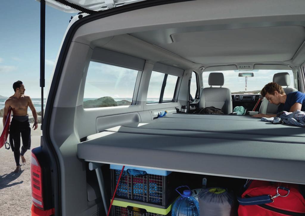 Space and comfort. Clever design and exceptional comfort go hand-in-hand. The New California Beach comes standard with plenty of room up front and more to spare for luggage in the back.