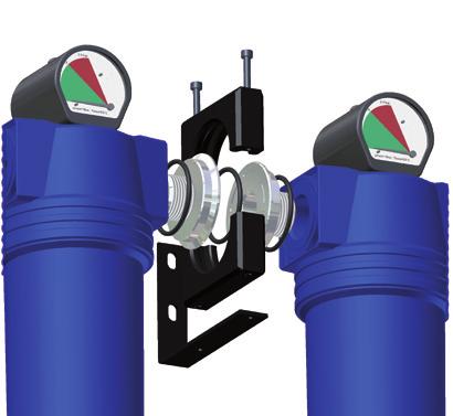 Preconfigured holes near the threaded connections are intended for brackets, which are used for instalation of filter housing to the wall or to the