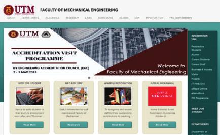 Anugerah Teknologi Maklumat FINALIS ANUGERAH WEBOMETRICS KATEGORI AKADEMIK Fakulti Kejuruteraan Mekanikal Fakulti kejuruteraan Mekanikal (FKM) merupakan sebuah fakulti dari gagasan fakulti