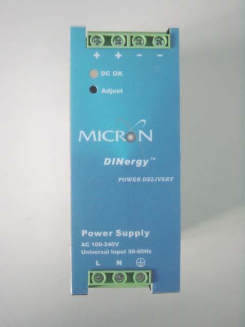 MD60 Series 60W DINergy Power Supply Features Compact size, high efficiency and DIN Rail mounting 60 C rated provides full power/no derating required 100-240VAC wide-range auto-selection input