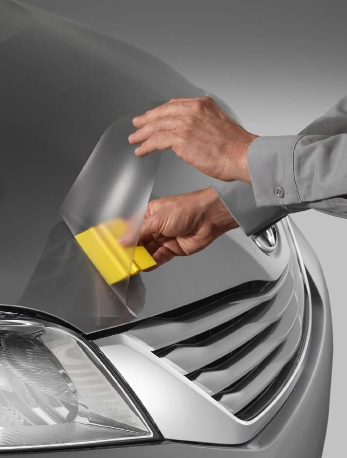 help resist yellowing, the film is designed to help protect the front of the vehicle.