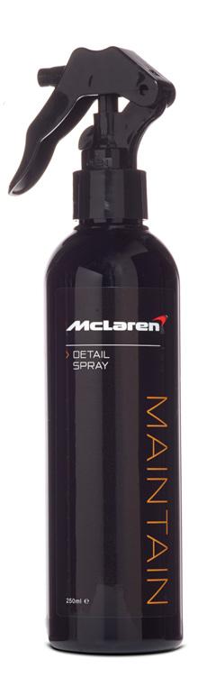 McLaren Maintain Detail Spray* For instant shine, the detail spray is a quick and easy way to add gloss and protection while keeping the exterior surfaces of your McLaren free from any unwanted marks.