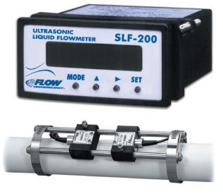 devices measure fluid flow using Principle of Operation two bi-directional ultrasonic transducers /receivers; T1 and T2. T1 sends a signal to the downstream transducer T2 and T2 reciprocates.