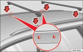 123 Ibiza/Ibiza SC: attachment points for the roof railings for the roof carrier system. Fig. 124 Ibiza ST: attachment points for the roof railings for the roof carrier system.