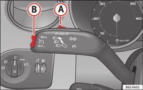 Driver assistance systems Press the lower part SET of the rocker switch Fig. 148 B once briefly when you have reached the speed you wish to set.