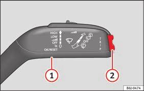 More the lever to the required position: 0 Windscreen wiper off. 1 2 Slow wipe. Windscreen wipers interval wipe. Using the control Fig.