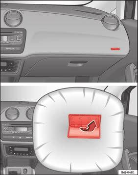 Airbag system connected to the steering wheel or the dash panel.