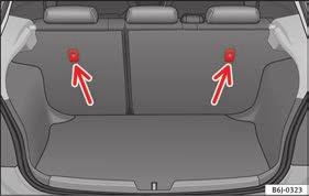 Safety Top Tether retainer straps* An undue installation of the safety seat will increase the risk of injury in the event of a crash. Never tie the retainer strap to a hook in the luggage compartment.