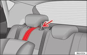 68 (lift the head restraint where necessary). Slide the belt so that the Top Tether belt of the child restraint seat is correctly secured to the anchor on the back of the rear seat.