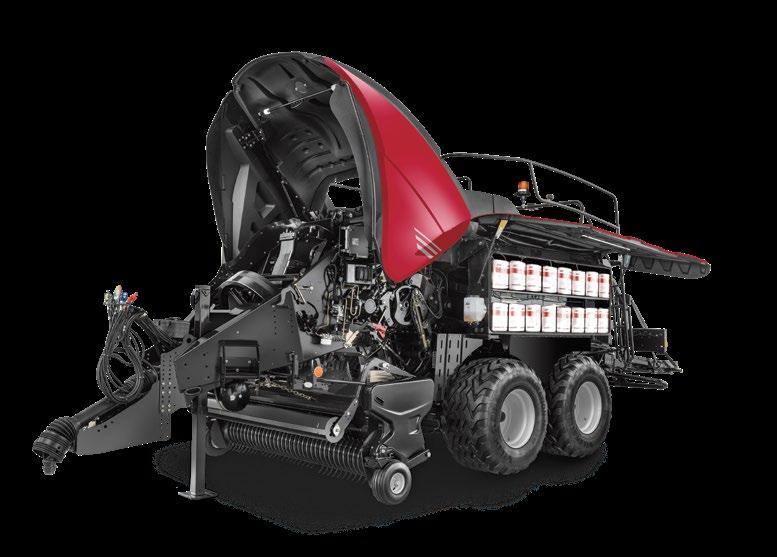LB4XL SERIES BALERS Easy opening, gas-strut-supported hood and side panels offer convenient and quick access to daily inspection and service points.
