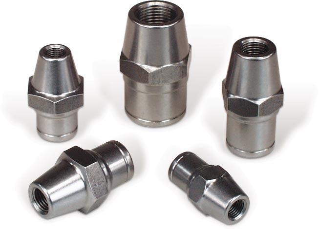 TuBe adapters adapters LefT Hand HeX These weld-in threaded hex tube adapters are CNC machined from 4130 chromoly to precise tolerances.