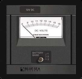 12 kg) DC Analog Voltmeter Panels Enables voltage monitoring on up to 3 battery banks with one analog meter Includes standard 8003 DC Analog Voltmeter Displays voltage from 8 16 Volts DC 3 position
