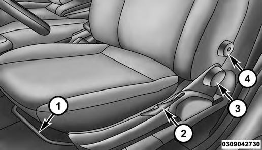 82 UNDERSTANDING THE FEATURES OF YOUR VEHICLE Manual Seat Adjustments The front driver and passenger seats can be adjusted forward and rearward, and if equipped, may be reclined and the height and