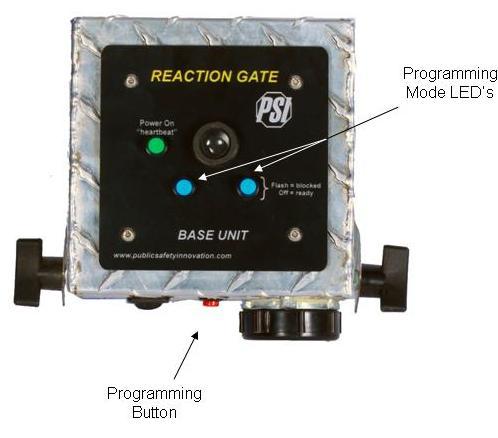 Reaction Gate Section 5 Programming Section 5 Programming Figure 8: Base Unit Programming Overview The Programming Button allows for a quick test to confirm communication with all Light Units.