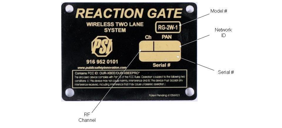 Reaction Gate Section 1 System Description Figure 1: ID Plate Information Serial Number Identification: When a system is shipped, all units within the system share the first five characters of the