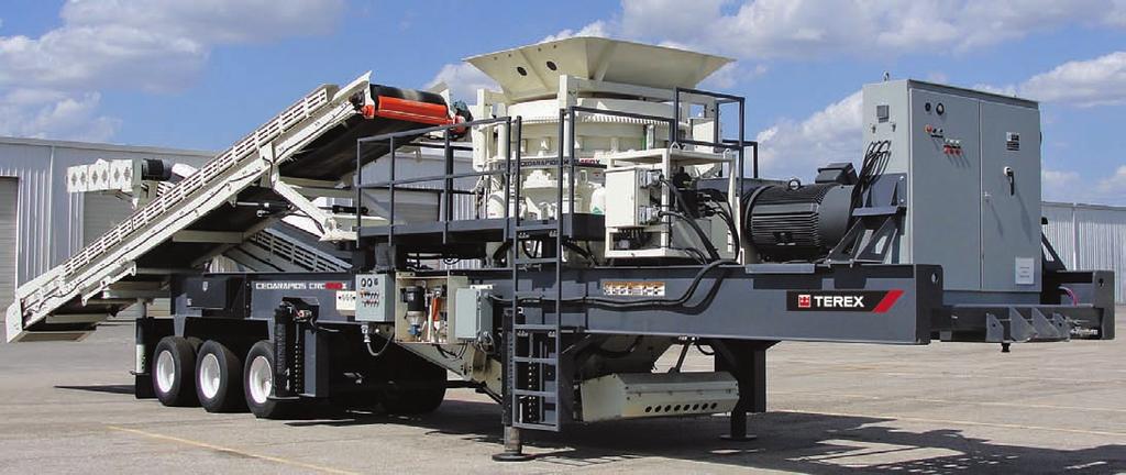 Terex Minerals Processing Systems Cedarapids CRC450X CRC450X PORTABLE CONE PLANT Unit shown with the following options: right-hand feed conveyor; 45' (13,716 mm) undercrusher conveyor; oversized