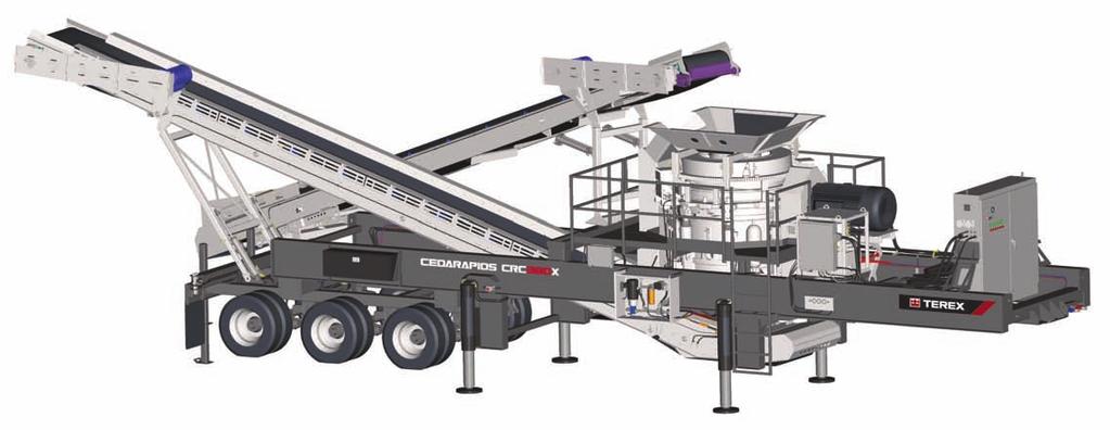 Terex Minerals Processing Systems Cedarapids CRC380X CRC380X PORTABLE CONE PLANT Unit shown with the following options: left-hand feed conveyor; 45' (13,716 mm) undercrusher conveyor with skirt