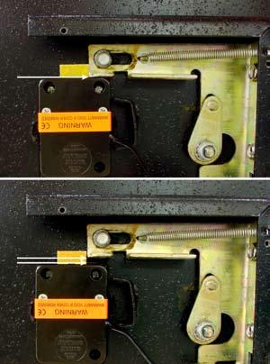 Check to make sure this doesn t happen when the safe handle is moved to retract the door bolts (unlocking the safe). This photograph shows boltwork in the locked position.