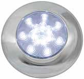 pack 50 65 Lumens 379 Great White LED Dome/Interior Light w/ Switch 5.5" diameter round dome light. Equipped with on-off switch. White plastic housing & clear lens. Lens removes for mounting.