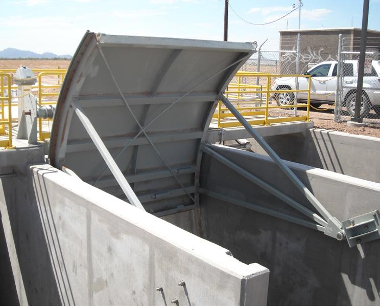 RADIAL GATES USES Maintenance of water elevations in canals or spillways Increased storage capacity for reservoirs Diversion of water for irrigation Flow control preserving wide, clear waterways