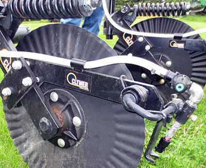 When the system is shut off, the fertilizer in the leg line is lost. This causes a loss of product ($) and potential crop damage. Replace and move check valve to the bottom of the coulter.