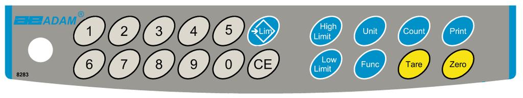 4.0 KEYPAD KEYS PRIMARY FUNCTION SECONDARY FUNCTION [Zero] [Tare] [Unit] [Low Limit] & [High Limit] [ Lim] [Func] Sets the zero point for all subsequent weighing. The display shows zero.