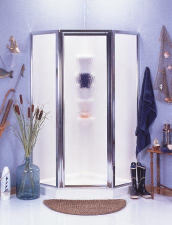 Shower Kits Customer Information 38" Neo-Angle Shower Kits Wall Finishes Aluminum frame Tempered safety glass
