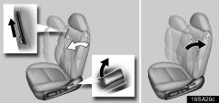 COMFORT ADJUSTMENT Inclining front seats for rear seat entry 16sa29c CAUTION After the seatback returns, try pushing the seatback forward and rearward to make sure it is securely locked.
