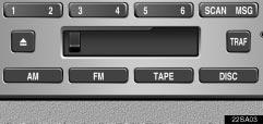 Push these buttons if you want to switch from one mode to another. If the tape or disc is not set, the cassette player or compact disc player does not turn on.