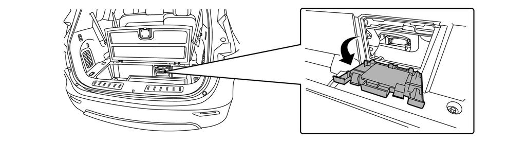 d. Iftheliftgatecannotbeopenedwiththe instrument panel switch, liftgate opener switch, or key fob due to a discharged battery, follow these steps: Removethecover(A)ontheinsideofthe liftgate.