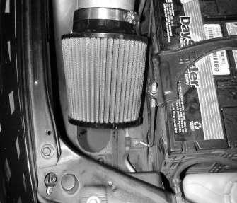Check that the air filter is not touching any part of the vehicle. Position the inlet pipe for best fitment.