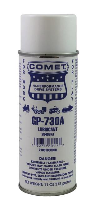 COMET GP-730A CLUTCH LUBE Comet GP-730A Clutch Lube is a dry film lube that works wonders for clutch systems Bonds to most ferrous and non-ferrous metals as well as plastics, fibrous wood, glass,