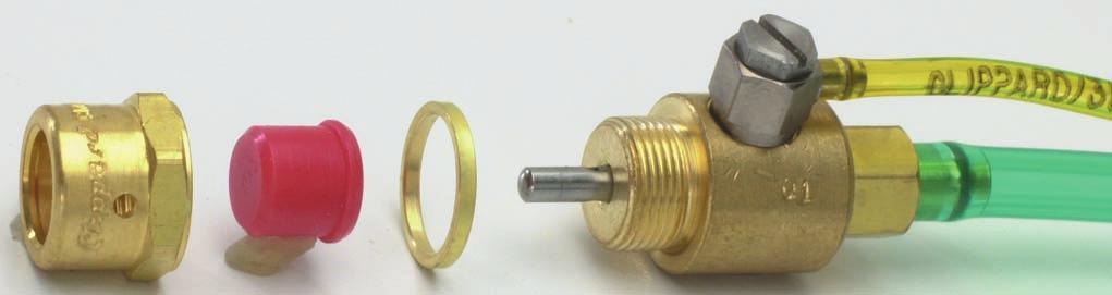 Captivated push buttons can be used on individual stem operated valves or in panel mount application by omitting the 1/16 brass spacer.