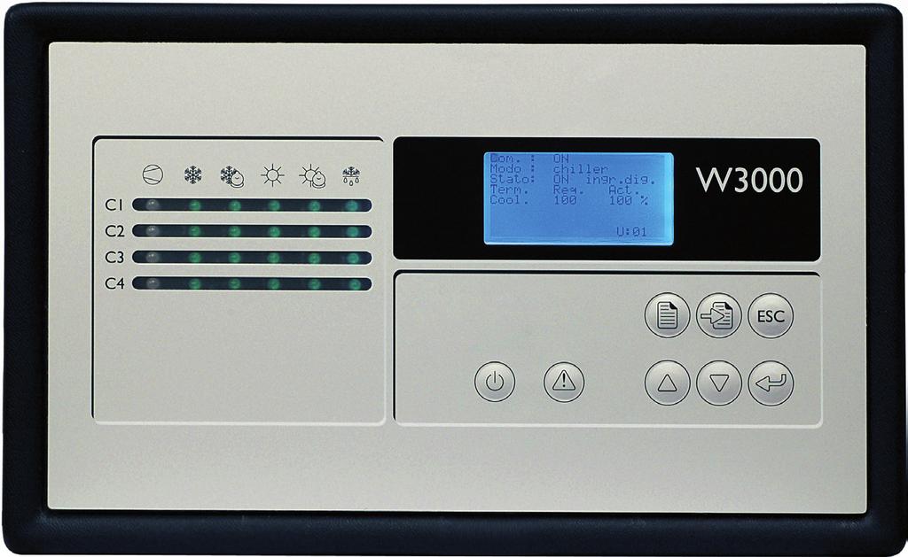 3. ELECTRONIC CONTROLLER 3.1 Control unit with LED display The W3000Large control unit with liquid crystal display (LCD) is fitted on all the units.