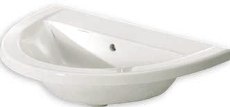23-5/8 x 17-11/16 MIRWH451WH Single-hole (white) MIRWH458WH 8 centers (white) Vitreous china with