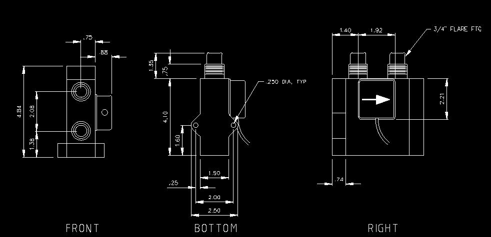 DIMENSIONS For units with 3/8 flare fittings (flow ranges 10 L/minute and