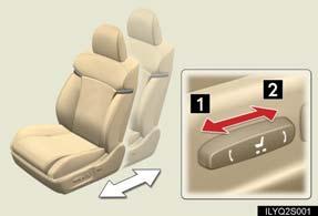 Seats Adjusting seat position 1 2 Moves the seat forward Moves the seat