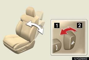 seatback Adjusting the seat cushion 1 2 Raises and lowers the front of the