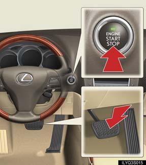 Starting With the electronic key on your person, the engine can be started by simply pressing the ENGINE START STOP switch, while depressing the brake pedal.