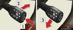 Conventional (constant speed) cruise control mode Adjusting the speed setting Press the ON-OFF button.