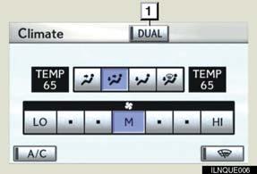Adjusting the temperature in DUAL mode In DUAL