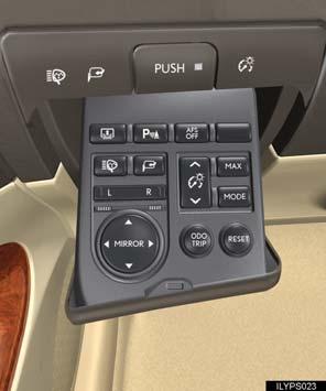 Overview Instrument Panel A Headlight cleaner switch P.30 Rear sunshade switch P.41 Intuitive parking assist switch P.