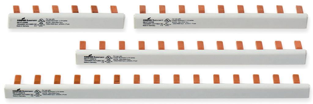 finger-safe protection (requires using endcaps) 100kA SCCR when protected by a max 200A Class J fuse Single-phase busbars rated to 1000Vdc and 100A