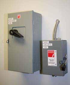 In-line Drive System - Electrical Control Box Details Electrical Disconnects Two separate 15 amp lockable fused disconnects are required and they must be located within reach of the electrical