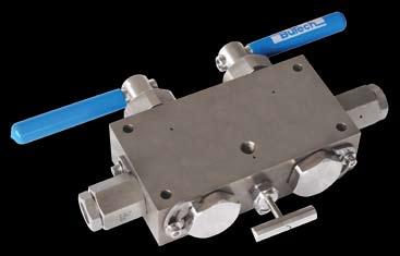 Features and Benefits Pressures to 20,000 PSI (1380 bar) at 72 F (22 C) Available with Needle Valves or Ball Valves, or a combination of both Compact Design Manual Lever or Actuator Activated