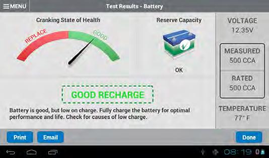 Chapter 3: Applications (Apps) Battery Rating Units CCA CA JIS DIN(A) SAE(A) IEC(A) EN(A) EN2(A) This information is usually printed on the battery label.