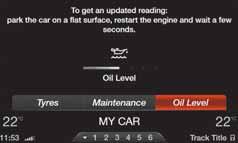 ENGINE OIL LEVEL CHECK The oil level is displayed before each time the engine is started and it can be checked via the Connect system, in order to do that,