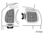 Vehicles with A/C button Press the A/C button for dehumidified heating or cooling. This setting clears the front view more quickly.