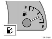 Fuel gauge With tachometer Without tachometer The gauge works when the ignition switch is on and indicates the approximate